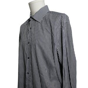 PAUL SMITH SZ 17.5 French Cuff Black & White Checkered Cotton Men's Shirt